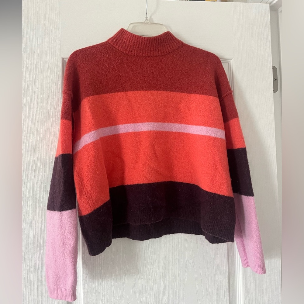 Free People Orange Wide Stripe Sweater size XS